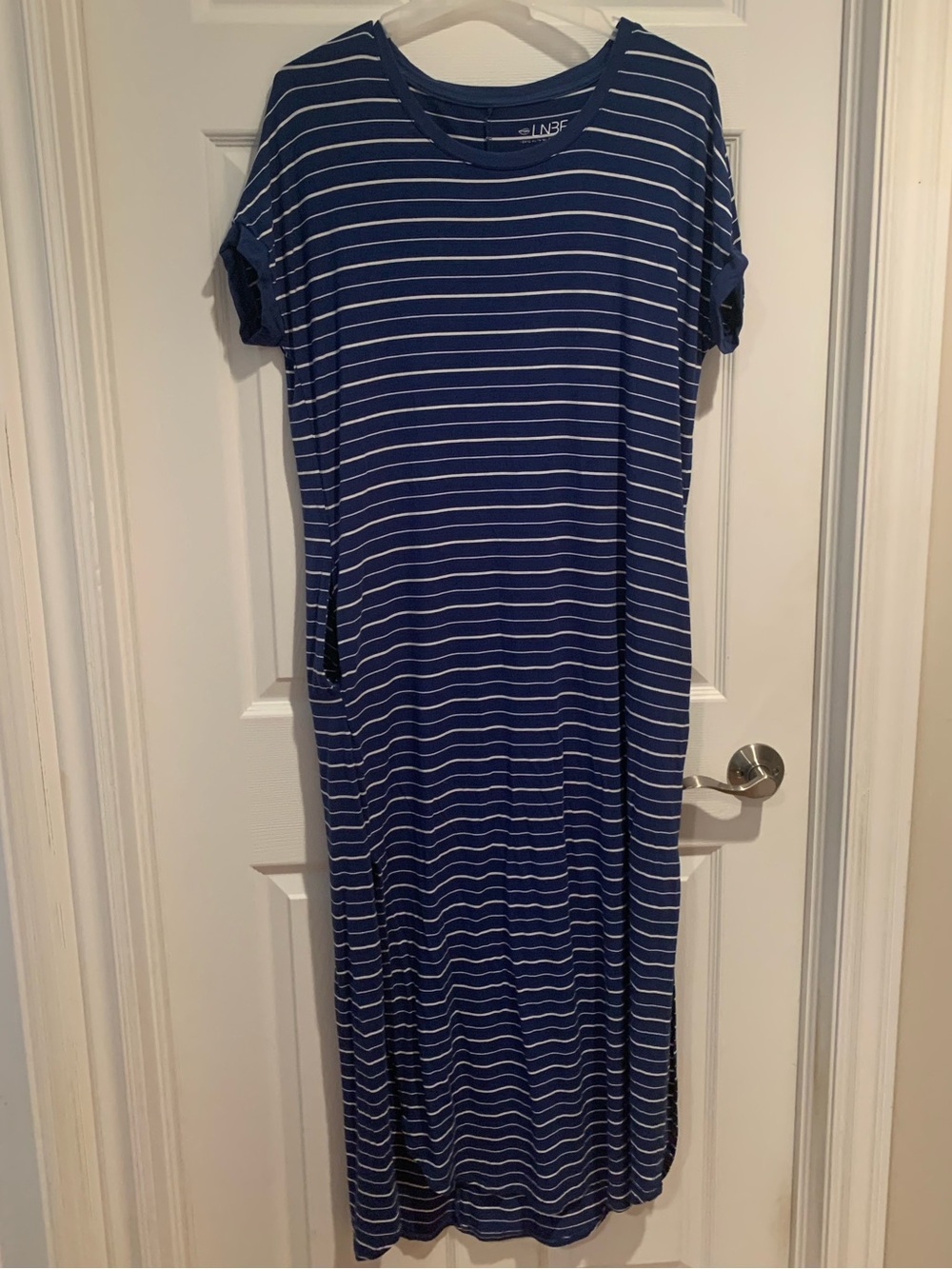 LNBF Classic Navy Striped Women’s T-Shirt Dress 95% Viscose from Bamboo